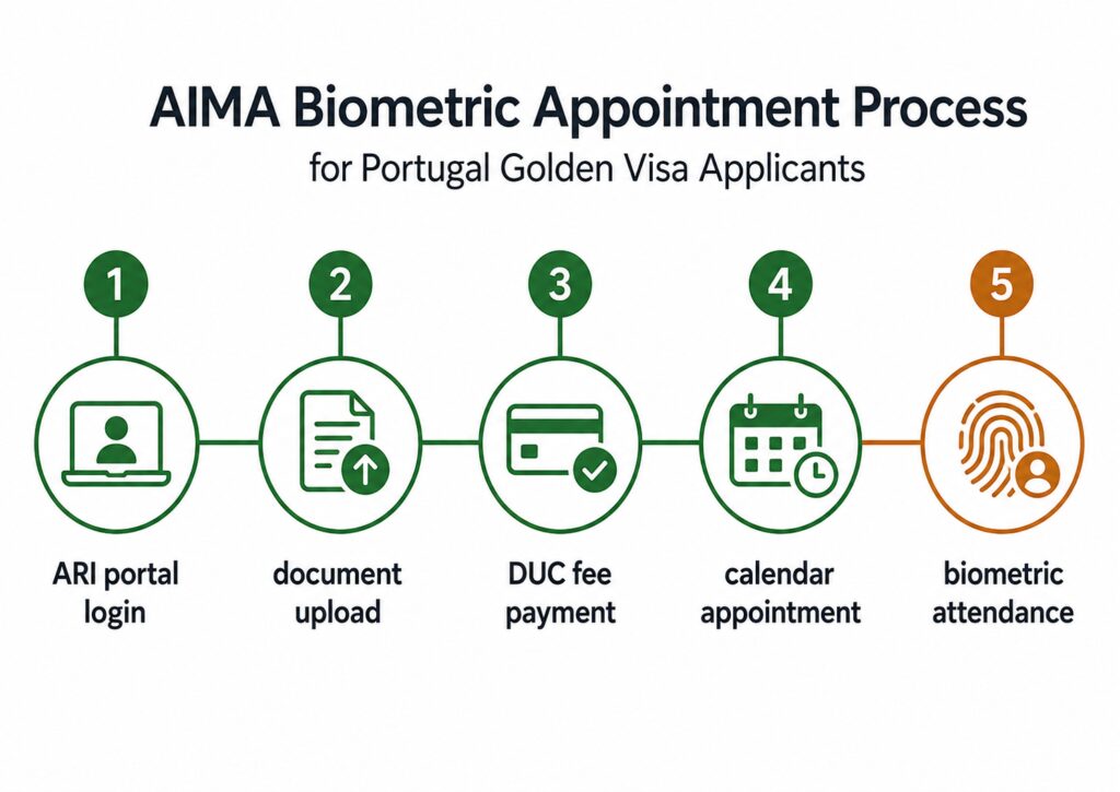AIMA biometric appointment process for Portugal Golden Visa applicants