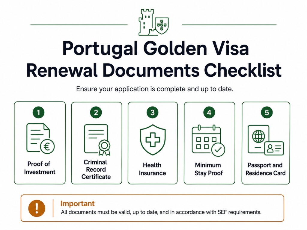 Portugal Golden Visa renewal requirements checklist for ARI holders