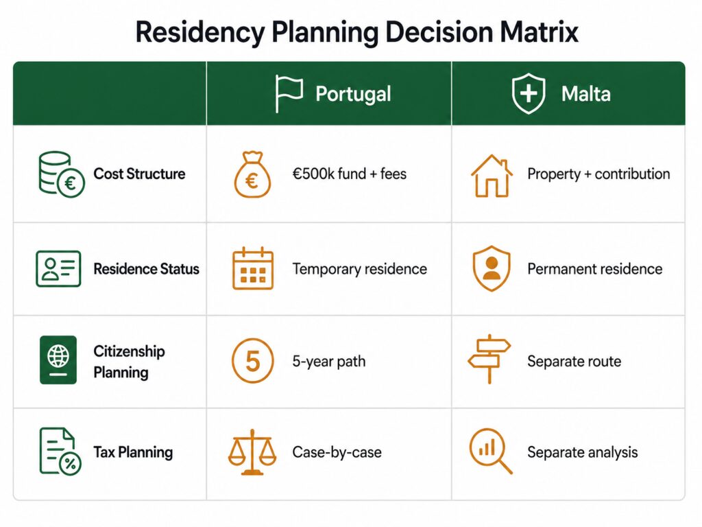 Portugal ARI and Malta MPRP legal framework comparison