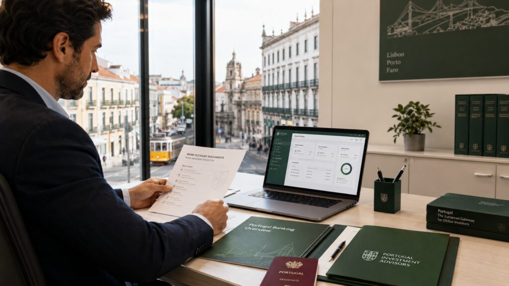 Portugal bank account documents for a Golden Visa investor in Lisbon
