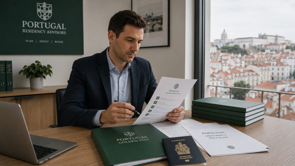 Portugal Golden Visa for Canadians application documents in Lisbon office
