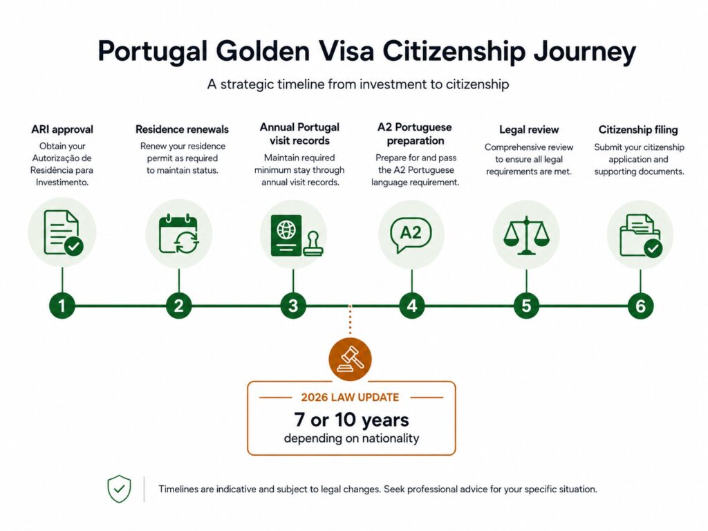 Portugal Golden Visa citizenship timeline and A2 language preparation
