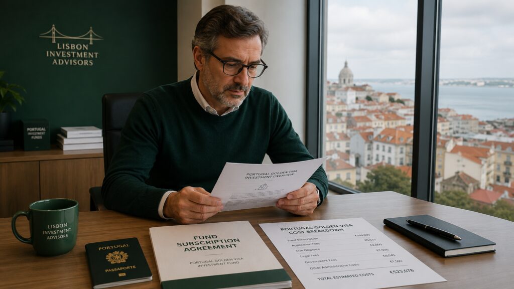 Portugal Golden Visa cost documents reviewed by investor in Lisbon office