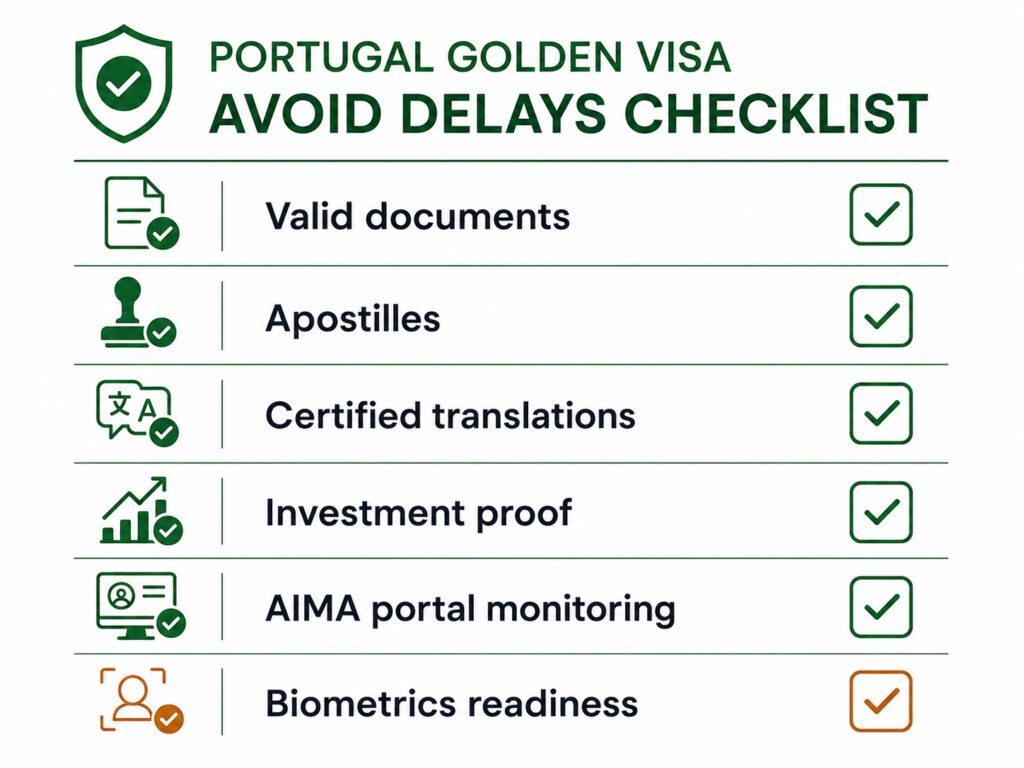 Checklist to reduce Portugal Golden Visa delays before AIMA review