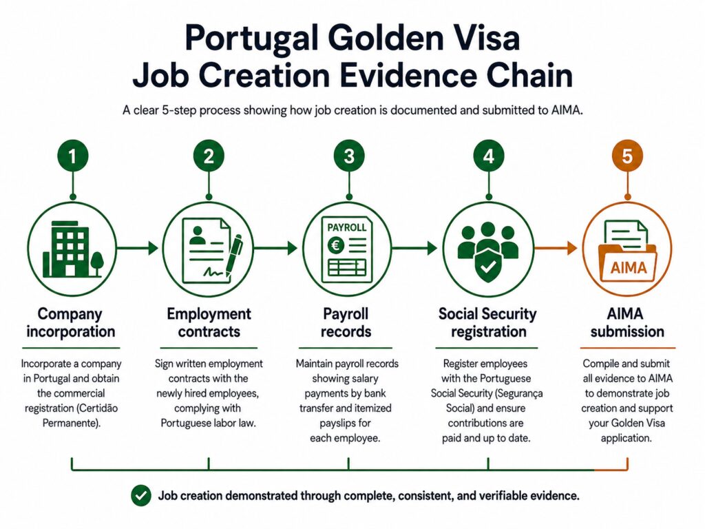 Portugal Golden Visa job creation evidence steps for AIMA submission