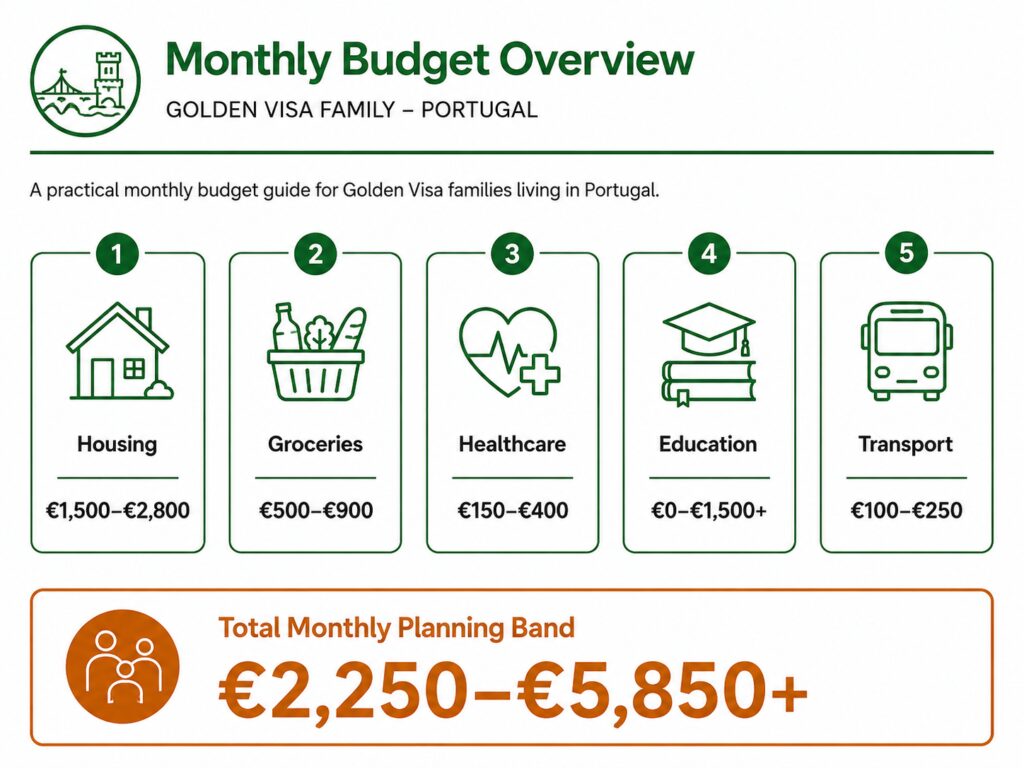 Monthly Portugal living expenses budget for Golden Visa families