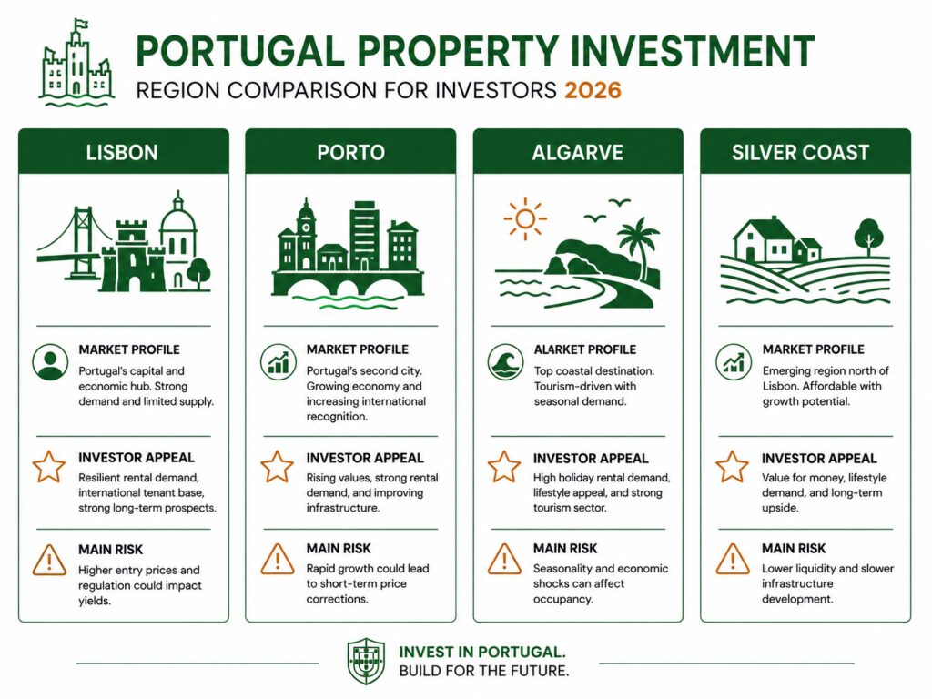 Portugal property investment regions comparison for investors in 2026
