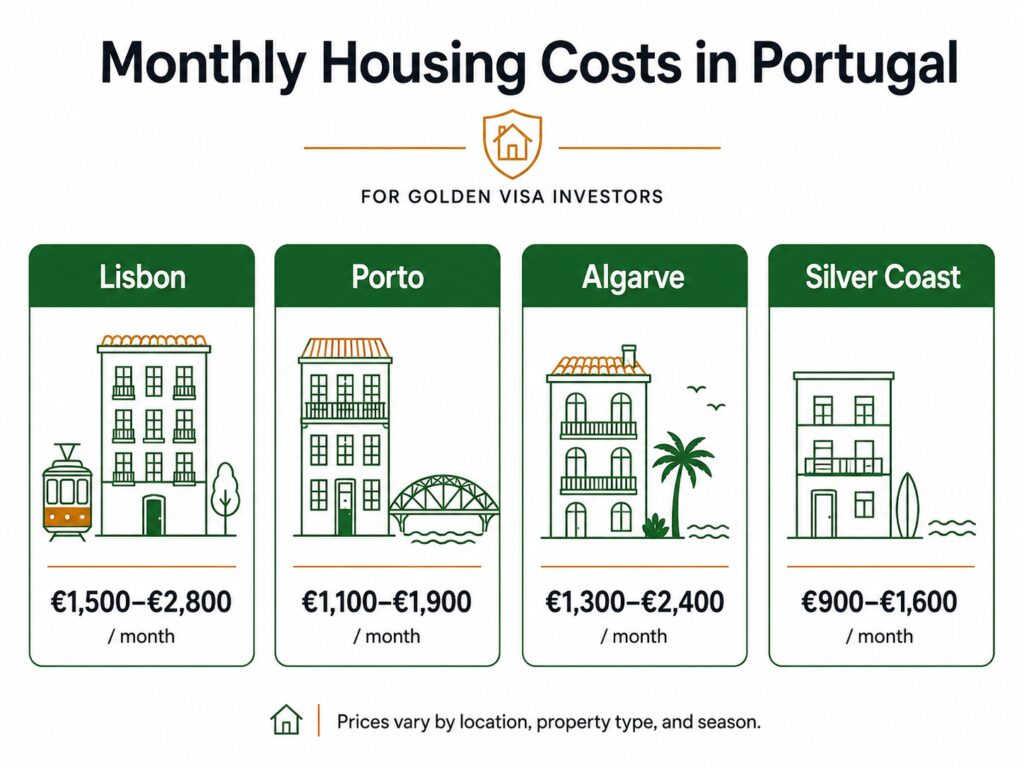 Portugal rental cost comparison for Lisbon Porto Algarve and Silver Coast