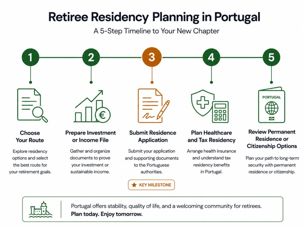 Portugal retirement residency timeline for Golden Visa applicants
