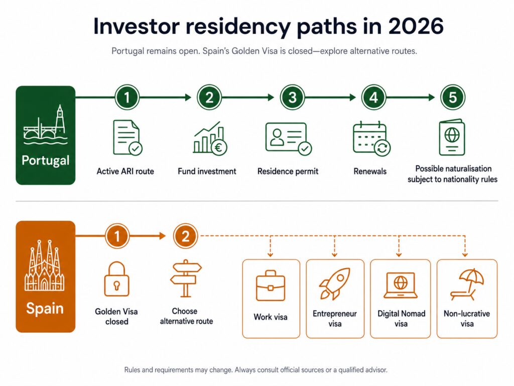 Portugal and Spain residency investment decision timeline for 2026